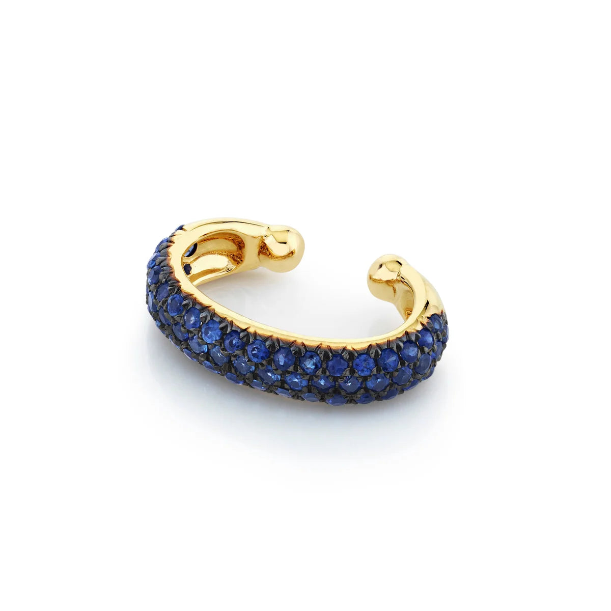 Cuff Calypso de zafiros azules en micropavé y oro amarillo