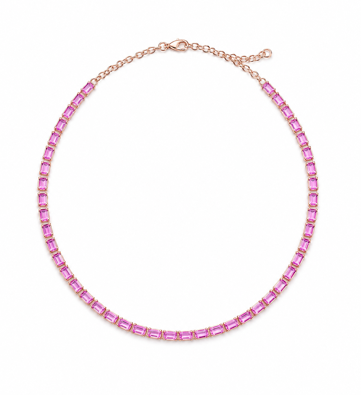 Collar Rubela de zafiros rosas baguette en oro rosa