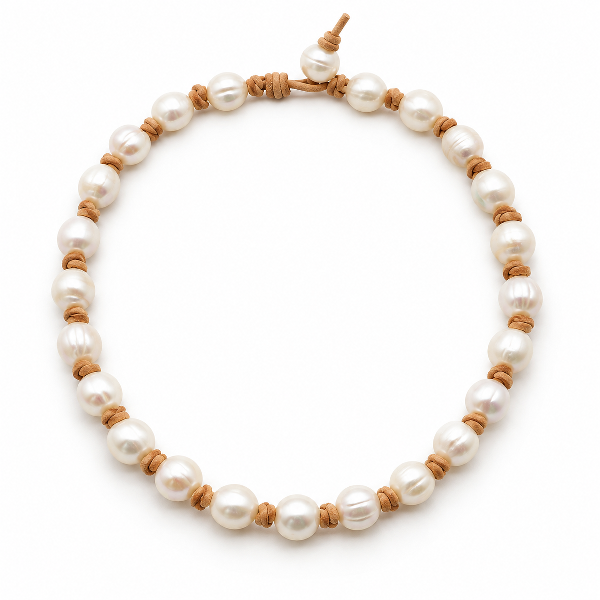 Cordón Barocco de perlas de agua dulce, piel beige