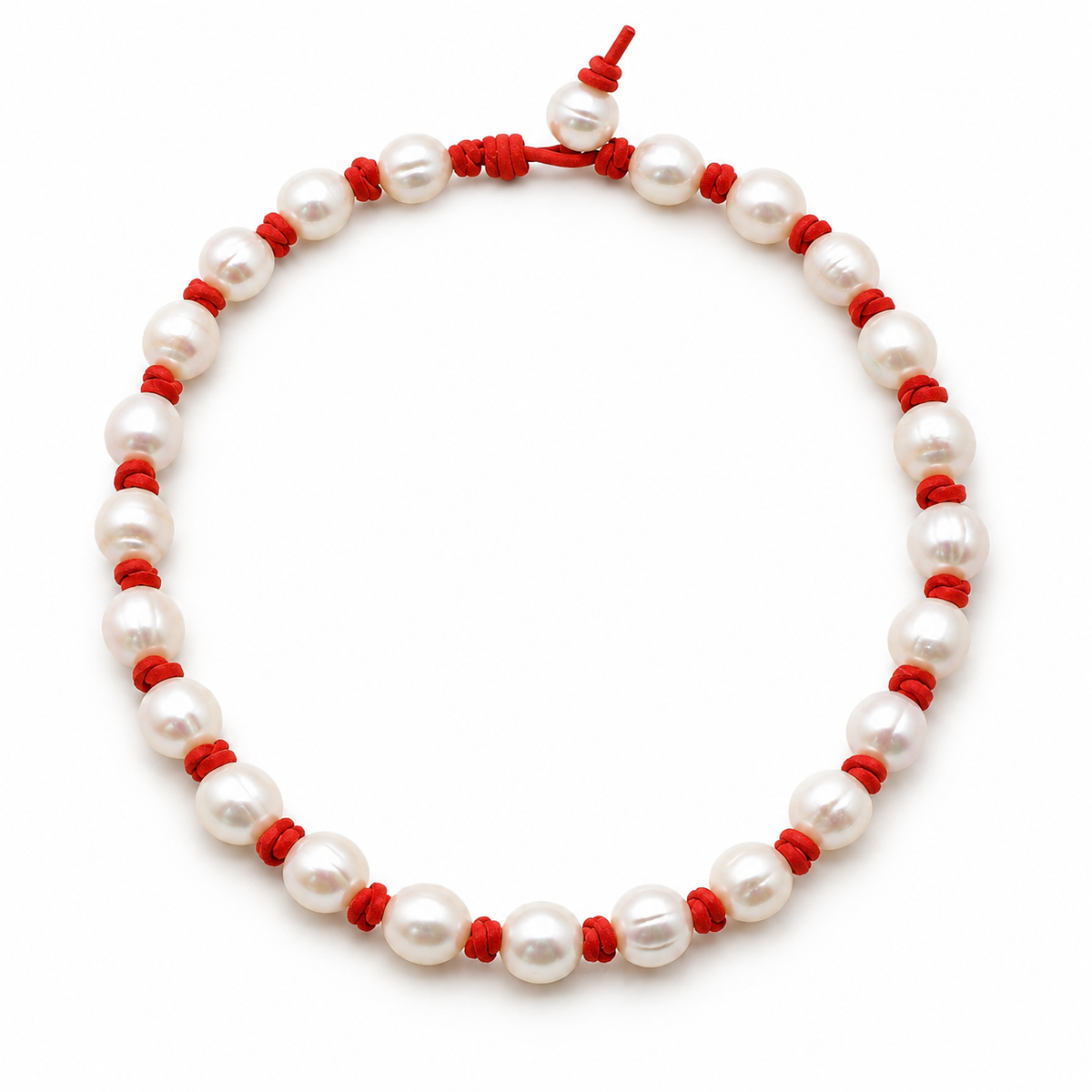 Cordón Barocco de perlas de agua dulce, piel roja