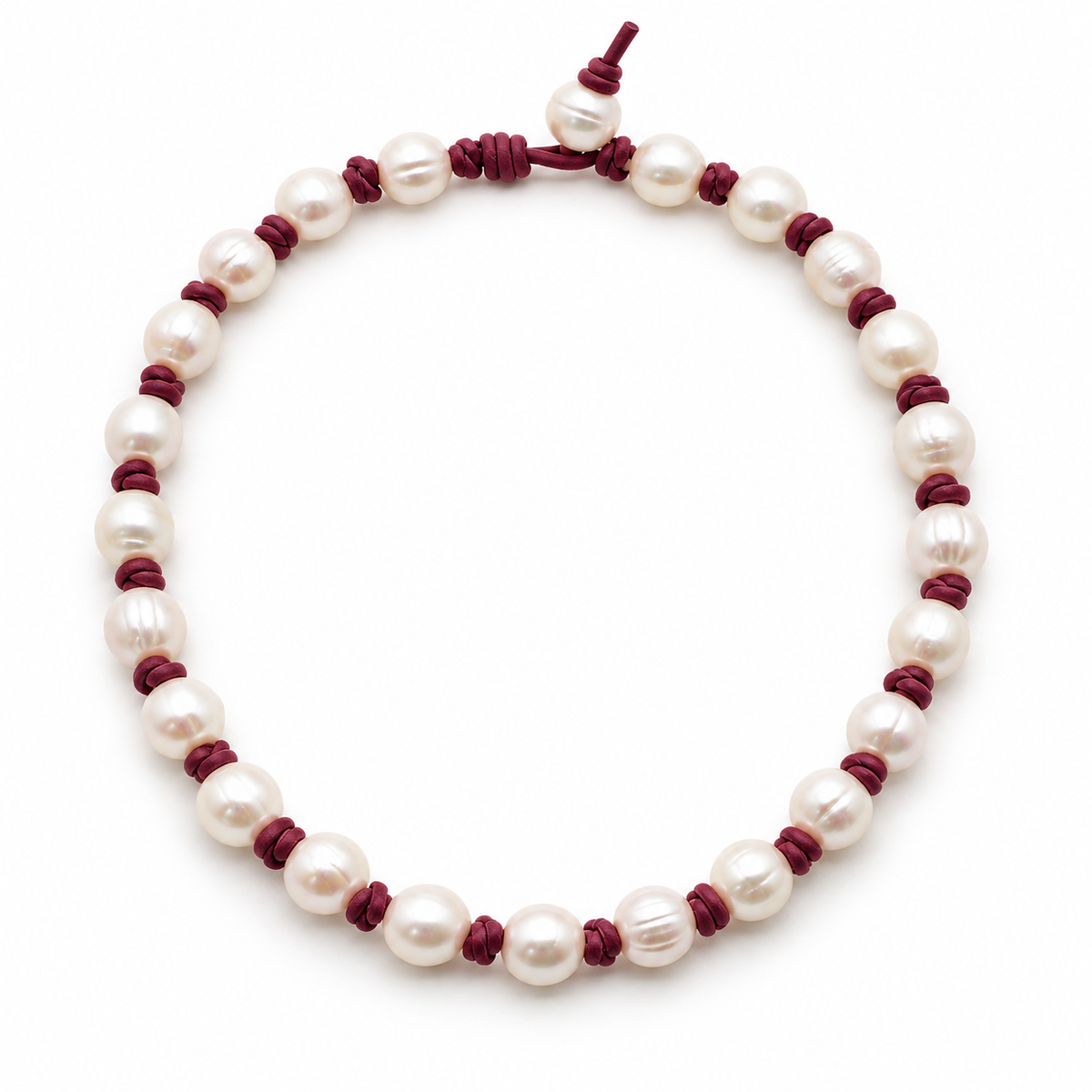 Cordón Barocco de perlas de agua dulce, piel vino