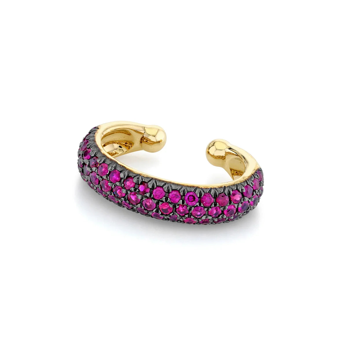 Cuff Calypso de espinela rosa en micropavé y oro amarillo