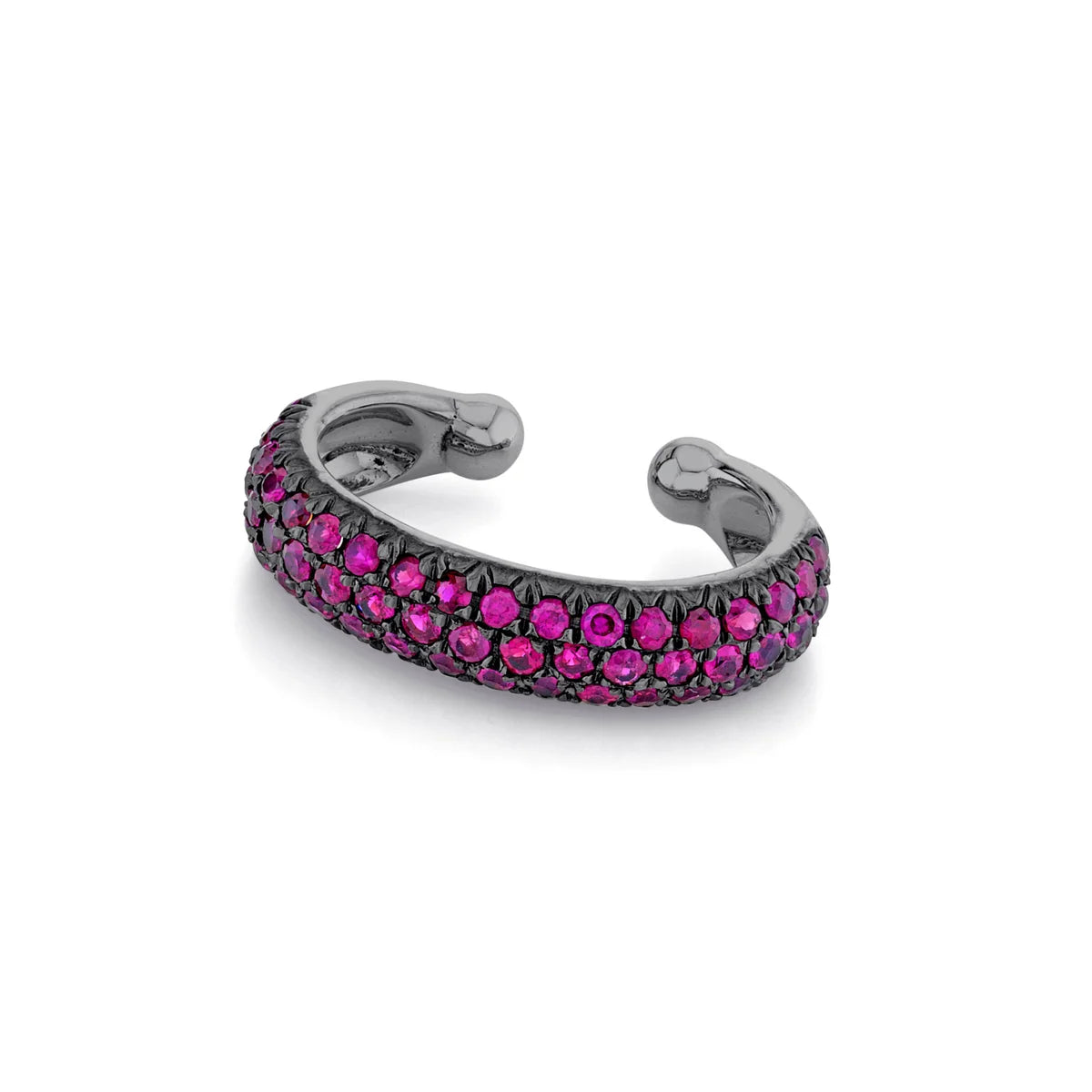 Cuff Calypso de espinela rosa en micropavé y oro blanco