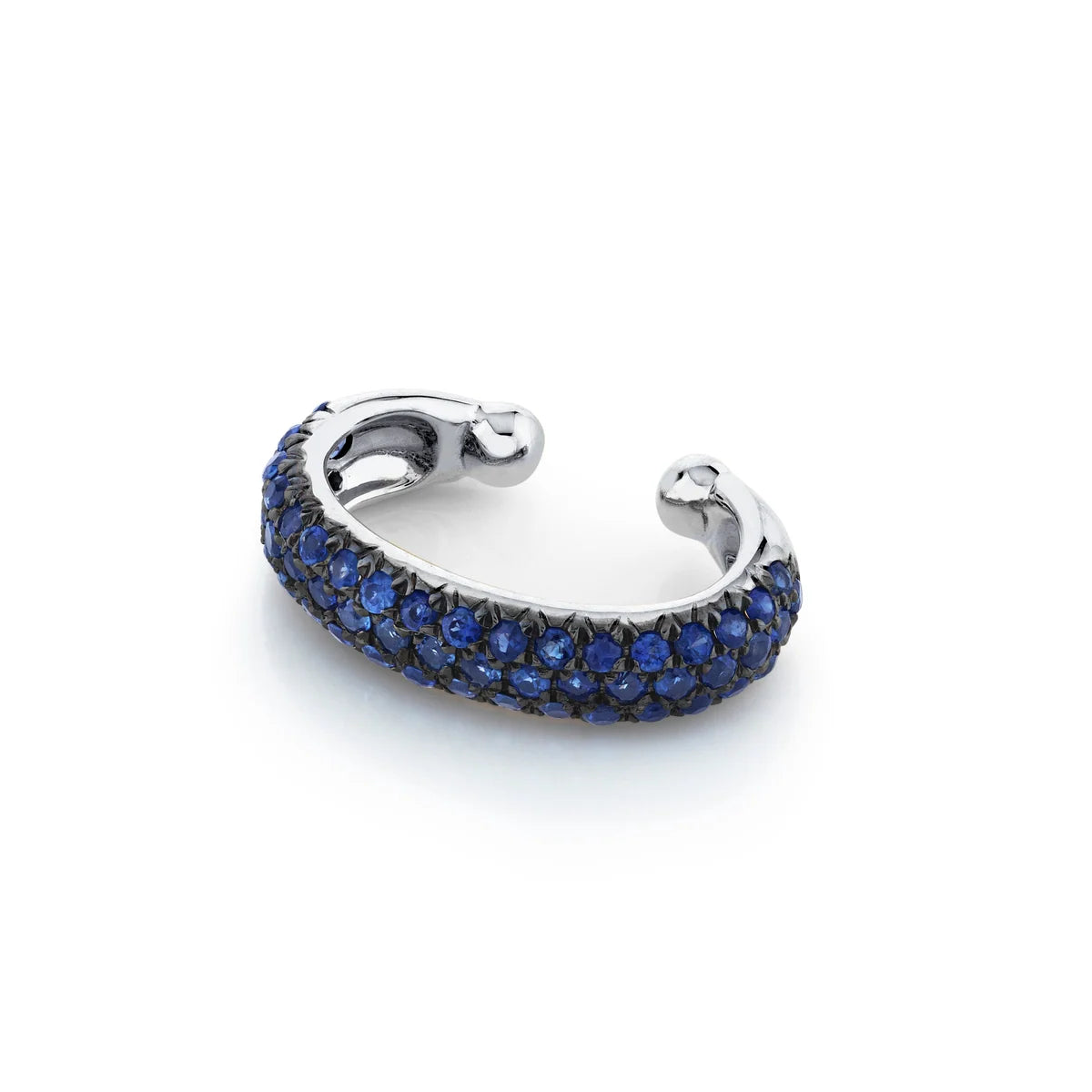 Cuff Calypso de zafiros azules en micropavé y oro blanco