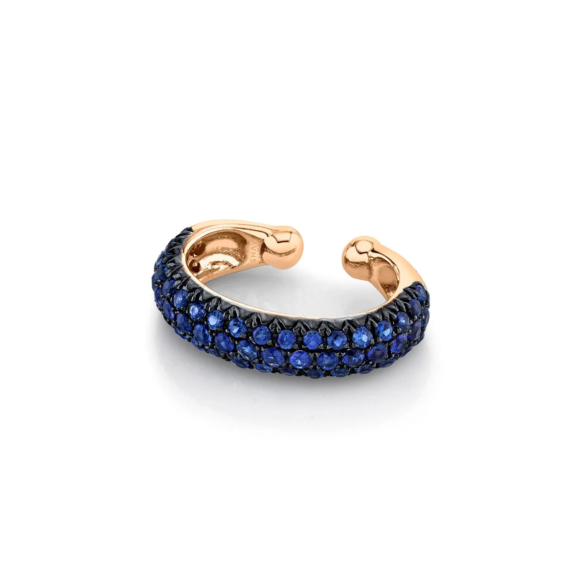 Cuff Calypso de zafiros azules en micropavé y oro rosa