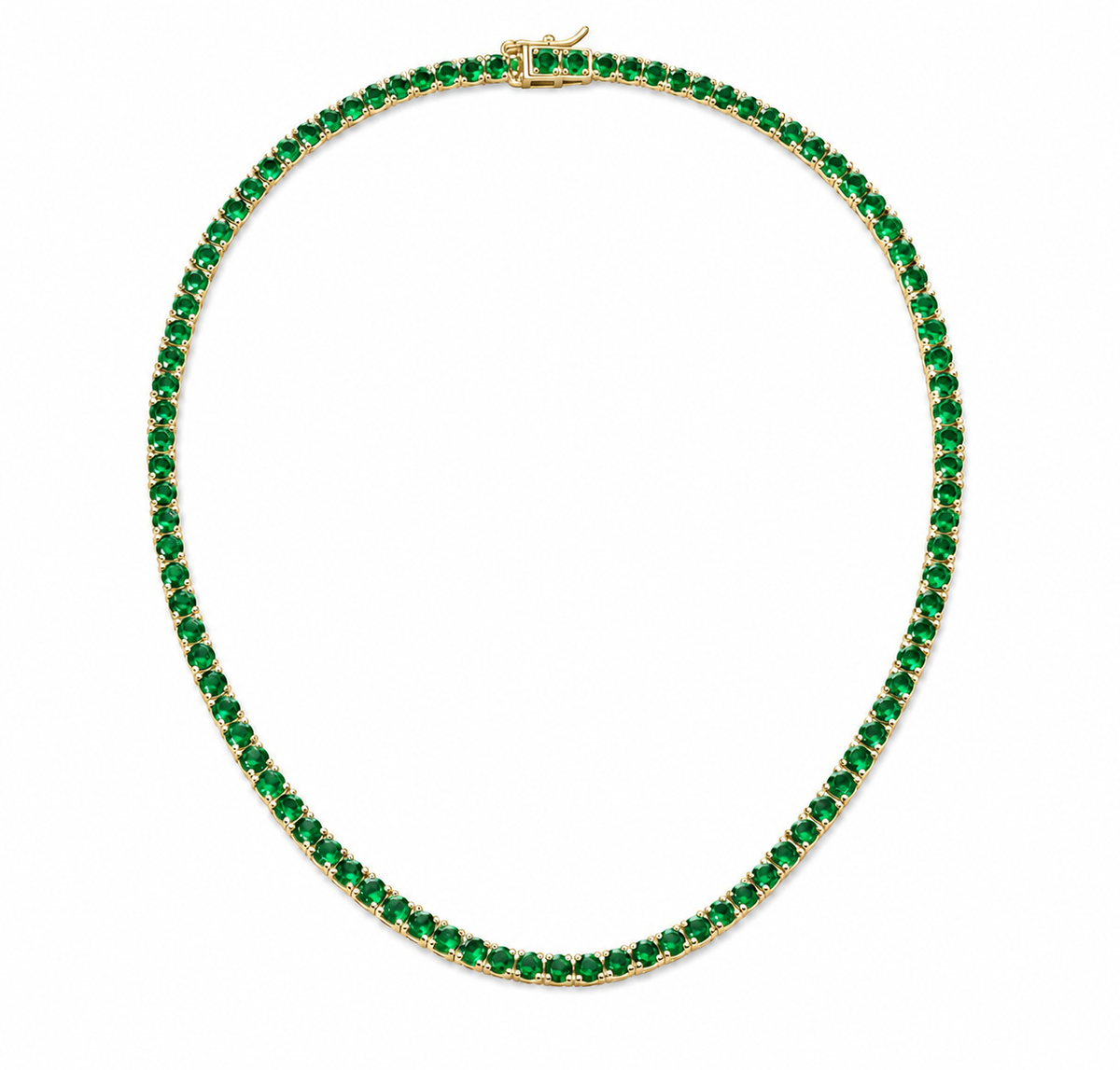 Collar Tennis Esmeralda en oro amarillo