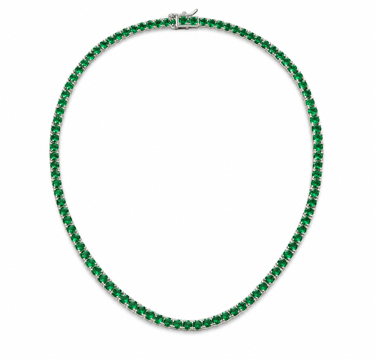 Collar Tennis Esmeralda en oro blanco