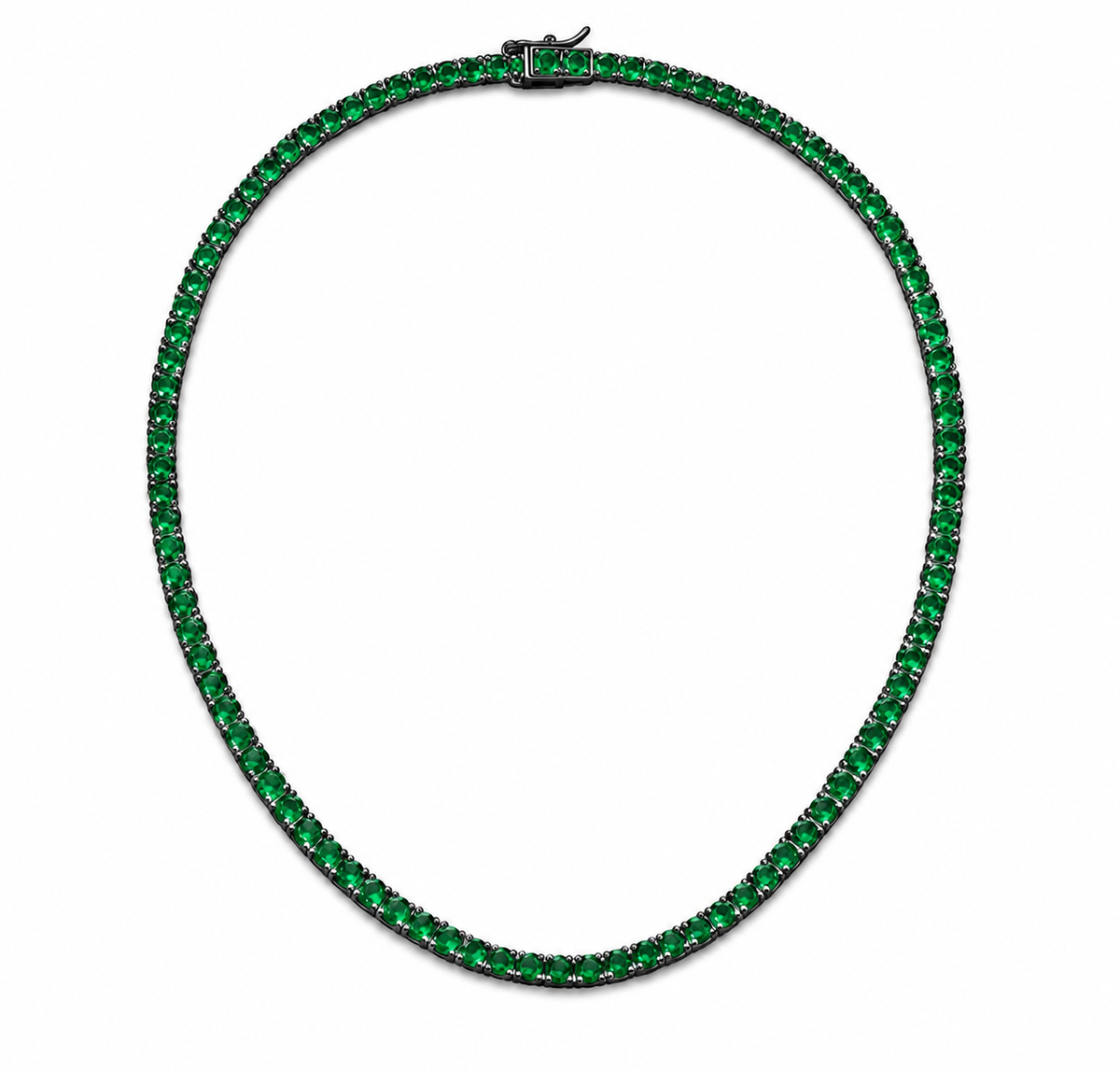 Collar Tennis Esmeralda en oro negro