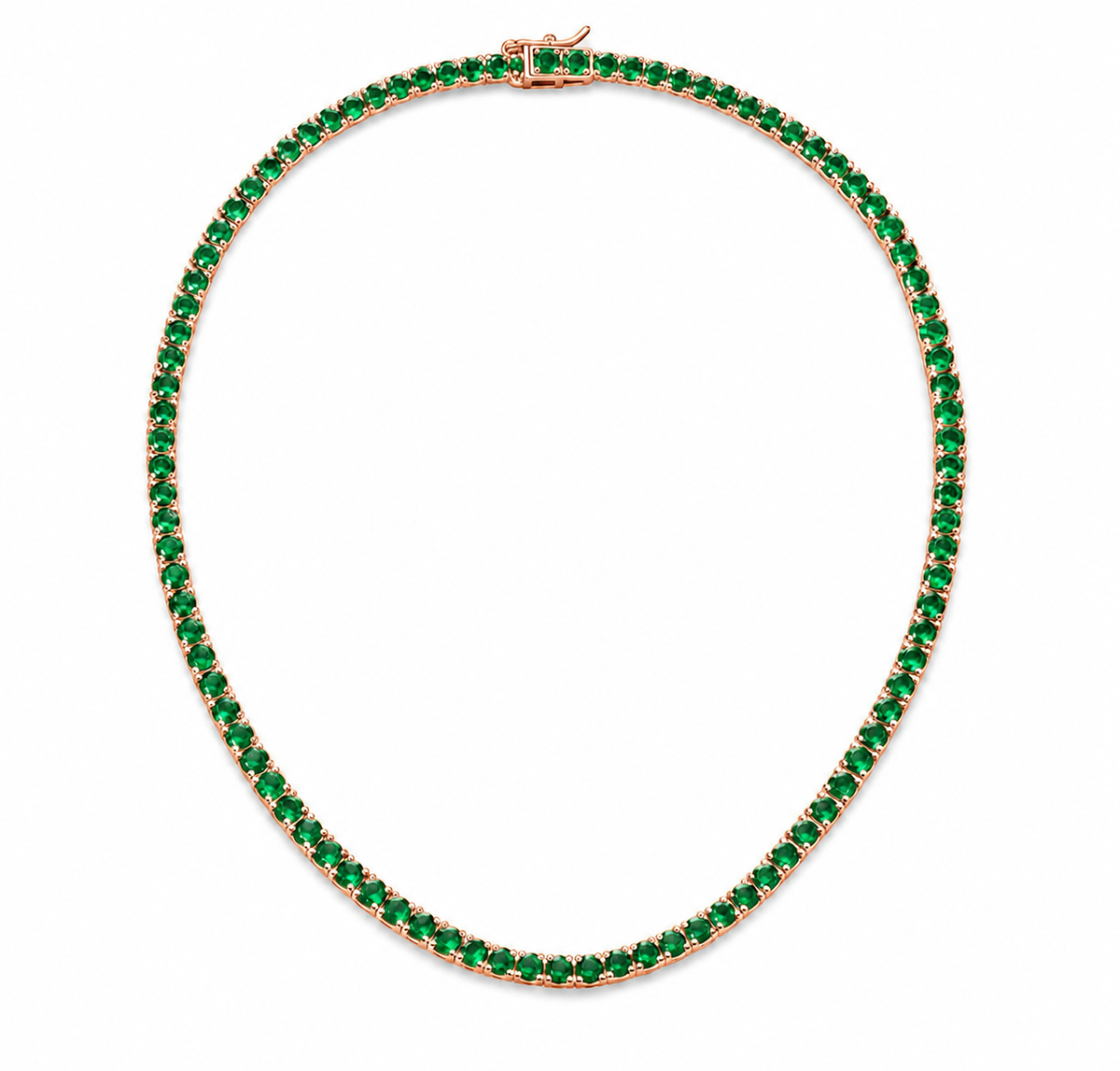 Collar Tennis Esmeralda en oro rosa