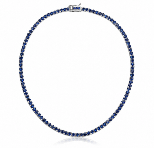 Collar Tennis Zafiro en oro blanco